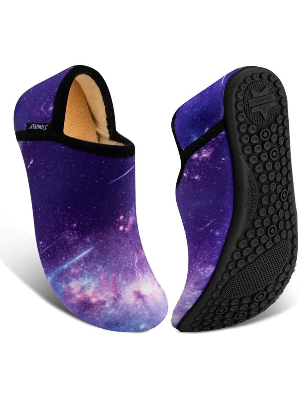 Women's Purple Star Barefoot Socks Furry Cozy Fleece Slip On Indoor Slippers